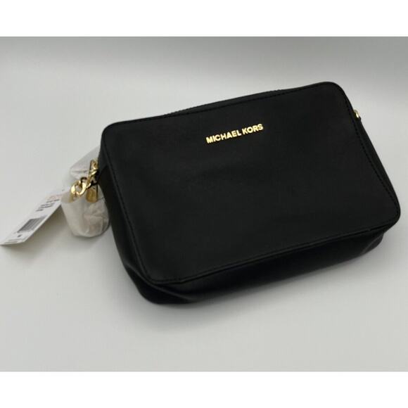 MICHAEL Michael Kors Handbags - Michael Kors Black Leather Women’s Crossbody Gold Chain Purse NWT Jet Set Travel